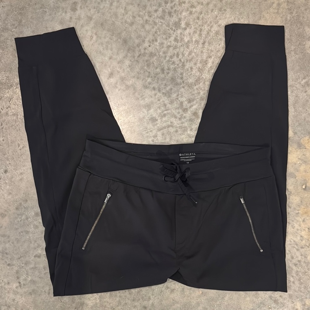 Black Drawstring Pants with Zipper Pockets
